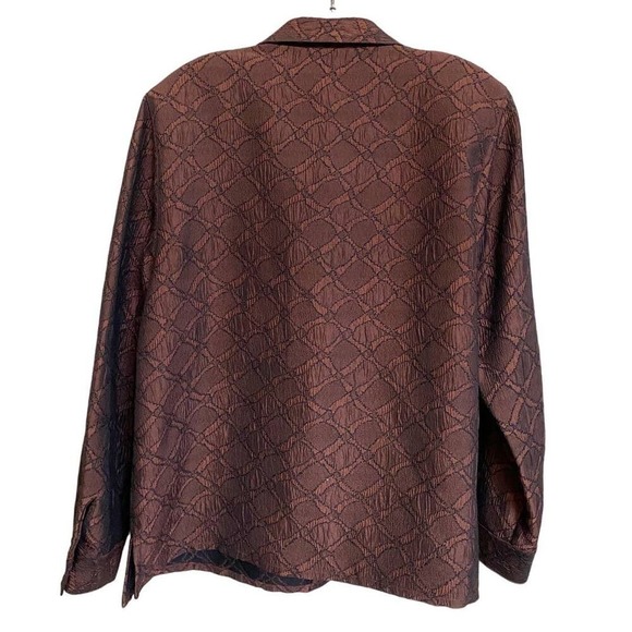 Alfred Dunner Petites Bronze Collared Button Front Dress Blouse - 14P - Picture 2 of 12